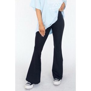 boyed. Black Bit of Flare Stretch High Waisted Pants